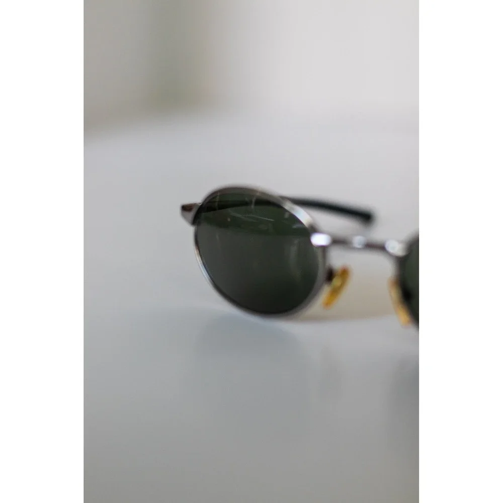 Vtg 90s Metal Wire Oval Sunglasses Sunclassics Silver Slim Matrix Grunge Y2K